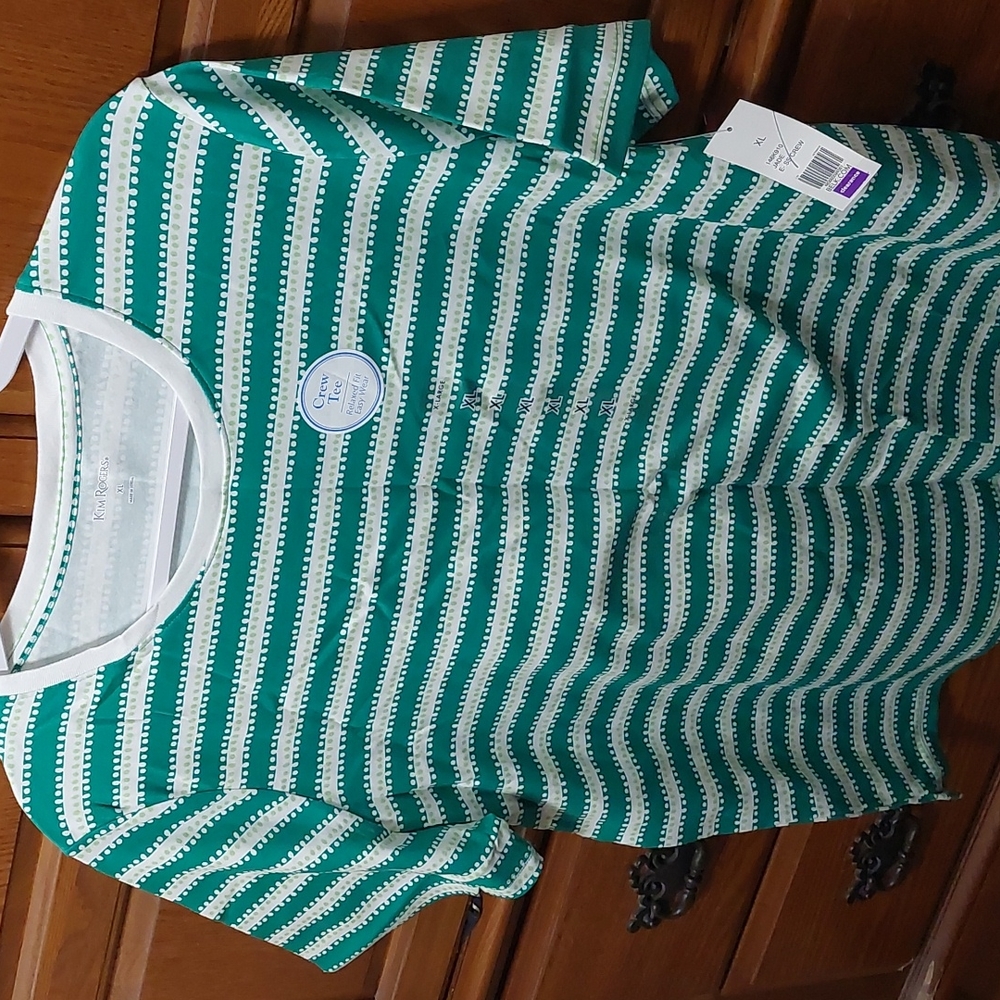 NWT Kim Roger's,  XL, Jade Crew Tee